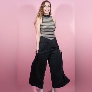 Vintage‎ Sleeveless Ribbed Metallic Wide Leg Jumpsuit Size Medium Women